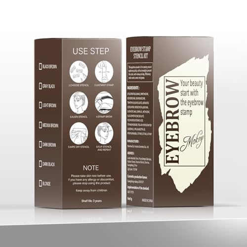 Eyebrow Stamp with Brush, Waterproof & Smudge-Proof Brow Shaping Kit with 24 Eyebrow Stencils for...