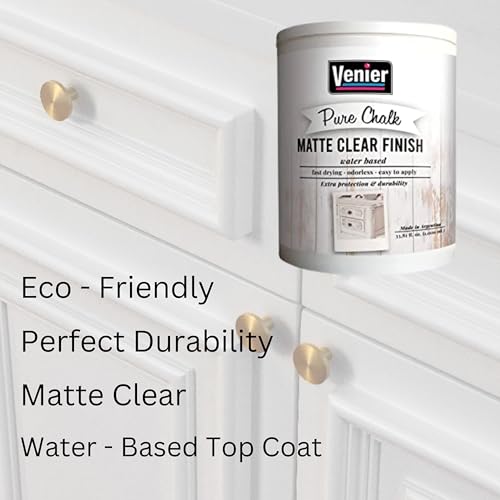 Venier Matte Clear Finish - 33.81fl.oz. Protective Paint - Water Based Acrylic Top Coat sealer - Clear Matte Paint For Metal & Wood Furniture