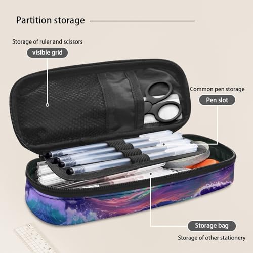 Image of Rainbow Orca Whale Pencil Case for Girls Lightweight Pen Box Pencil Cases for School Office Zippered Pencil Pouch for Supplies and Accessories