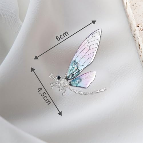 Image of Elegant Rhinestone Dragonfly Brooches Pin, Delicate Insects Brooch Lapel Pins for Women Men Wedding Party