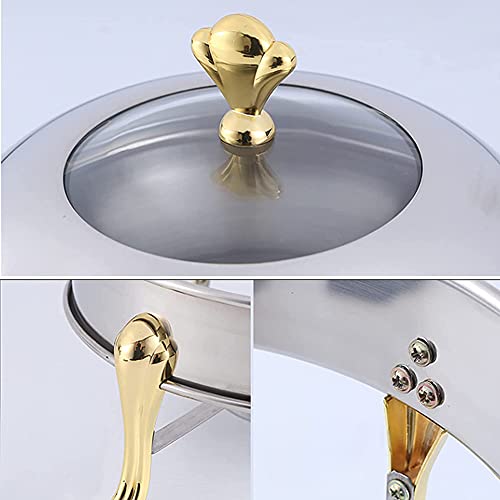 Runden Büfett Chafer Mit Sichtbarem Deckel, Rostfreier Stahl Abendessen Portion Chafing Dish Buffetwärmer Mit… – Bild 6