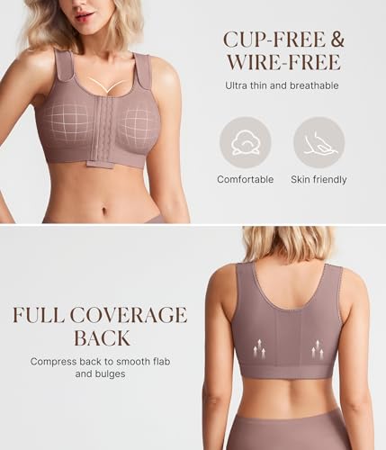 Image of BRABIC Post Surgery Compression Bras for Women Front Closure Mastectomy Bra with Wide Adjustable Straps Wirefree
