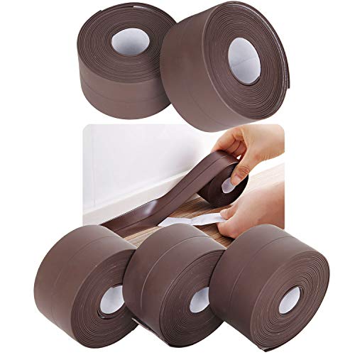 5 Pack Caulk Tape Strips 1.5x 10.5 Flexible Self Adhesive Sealing Tape Waterproof Mildew-Proof Bathroom Caulking Tape for Bathtub Shower Floor Wall Corner Kitchen Sink Gas Stove Countertop