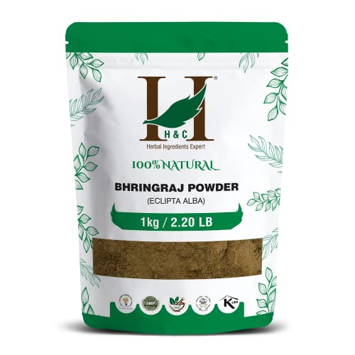 H&C- 100% Natural Bhringraj Powder -1Kg, 1 kg (Pack of 1)