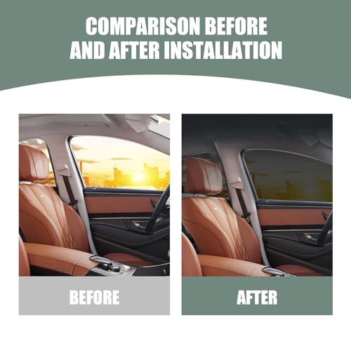 Crynod 4 PCS Car Side Window Sunshade Net Kit, Double-Layer Design Sunshade High-Density Elastic Mesh for Front Rear Window Glass, Multi-Functional Modification Accessory, for Most SUVs (Black) - Thumbnail 5