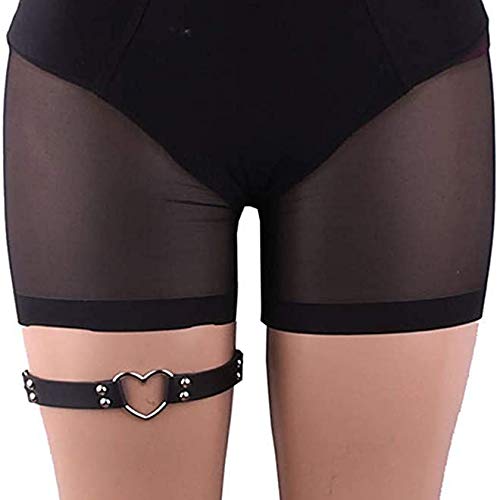 2PCS Leather Heart Garter - Adjustable Leg Ring for Cosplay, Spike Party
