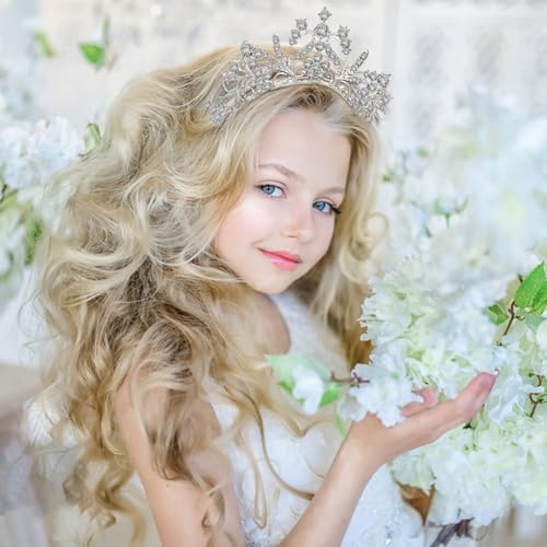 Kapokr Krone Diadem Silber Kristalldiamant Diadem Hochzeit Tiara Krone Damen Krönchen für Geburtstag, Hochzeit, Festzug, Abschlussball Party