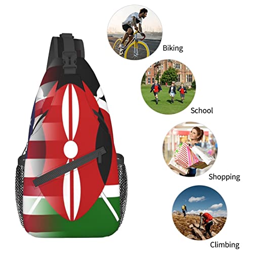 Mochila bandolera unisex con banderas de EE.UU. y Kenia miniatura 7