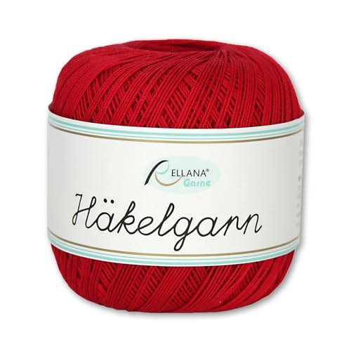 Frida's Wollhaus Rellana, 50 g, filato per uncinetto, 100% cotone, 13 colori a scelta, lavorato a mano (3 | rosso)