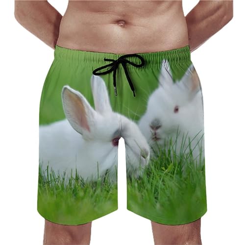 Short de bain homme séchage rapide UMENG maillot imprimé lapin blanc S