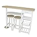 PEGANE Ensemble Table-Bar et 2 tabourets Coloris Blanc/Imitation Chene grisé