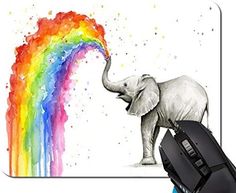 Mouse Pad,Watercolor Elephant Spray Rainbow Mouse Pad Rectangle Non-Slip Rubber Mousepad Office Accessories Desk Decor Mouse Pads for Computers Laptop