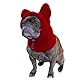 Folpus Hundehaube Wintermütze Ohrenschützer Kostüm Haustier Winterhaube Hüte Hundeohren Abdeckung für mittelgroße bis große Hunde Haustiere Welpen Camping, Rot M
