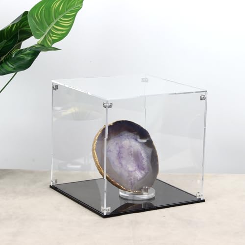 Image of 10x10x10Inch Self-Assembly Acrylic Clear Display Case | Acrylic Display Box Cube Collectibles Show Box, Removable Countertop Box for Collectible Helmet Basketball Home Organization