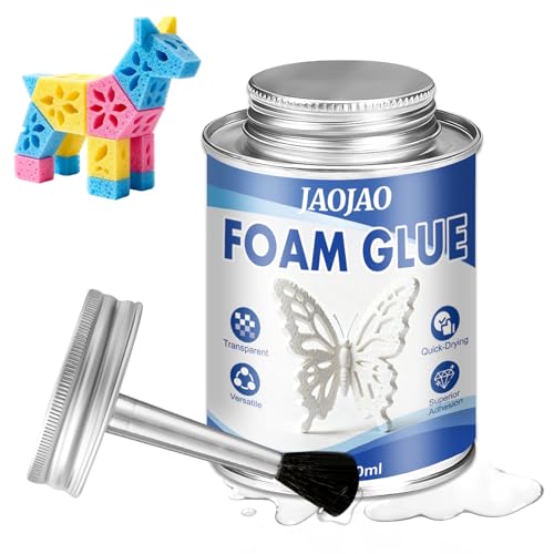 JAOJAO Foam Glue, Foam Adhesive Superior Adhesion Easy to Apply Quick-Drying Transparent for Plastic...