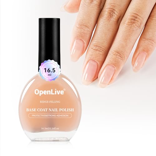 OpenLive Clear Nail Polish Ridge Filling Base Coat Nail Strengthener and Growth Ridge Filler For Nails Shea Butter & Vitamin E & Protein Formula Hydrate Strengthen Nourish Damaged Natural Nails