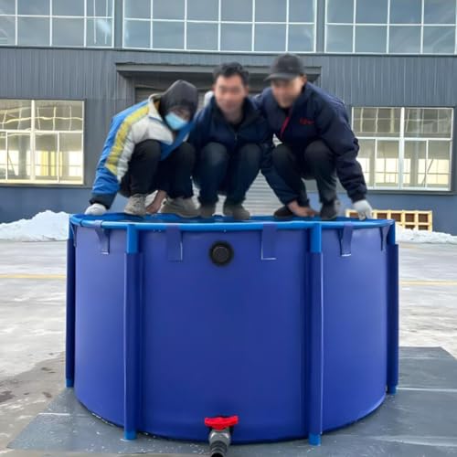 Estanque plegable de lona resistente impermeable azul con 2,5 m de diámetro 4