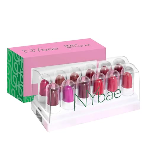NY Bae 12 in 1 Mini Lip Kit – Everyday Empress 02, (14.4g) | Red & Nude Lipsticks, Crayons, Cheek Tint & Blush Palette | All-in-One Makeup Kit for Daily Glam Look