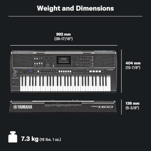 Image of Yamaha PSR-I610 Digital Portable 61-Key Keyboard Bundle with Armonia Heavy Padded Carry Bag, Double-Braced X Keyboard Stand, Armonia Dust Cover