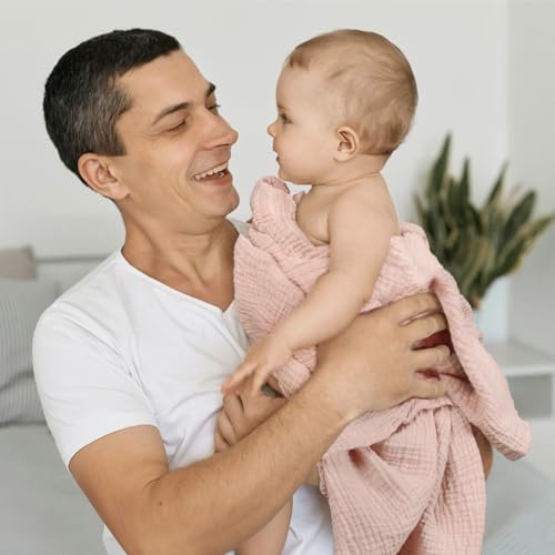Image of lulumoon Muslin Swaddle Blankets for Baby: Lightweight & Breathable Receiving Blankets for Hospital - Neutral Registry Gift for Newborn 3pack (Chestnut)