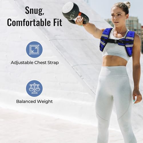 Image of Zeerun Weighted Vest, 6lb /8lb /10lb /12lb /15lb /18lb /20lb /24lb /30lb for Men Women, Reflective Stripe Adjustable Buckle, Comfortable Durable Rucking Vest for Walking Running Strength Training