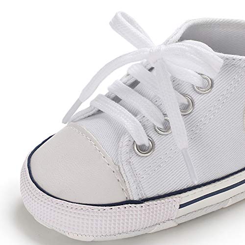 Image of Unisex Baby Boys Girls Shoes, Newborn Infant Non-Slip Canvas Denim High Top Sneakers, Toddler First Walkers Shoes