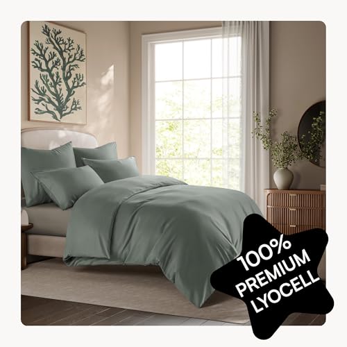 Seralino Lyocell Bettwäsche 155x220 Grün + 80x80 cm | 100% Lyocell |...