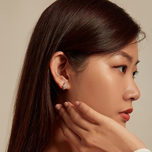 Flower Split Huggie Hoop Earrings for Women, S925 Sterling Silver Hypoallergenic Small Hoop Earrings Flower Zirconia Earrings Jewelry Gifts2