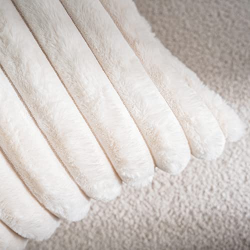 2-Pack Faux Fur Decorative Throw Pillow Covers for Couch and Bedroom, Cream White