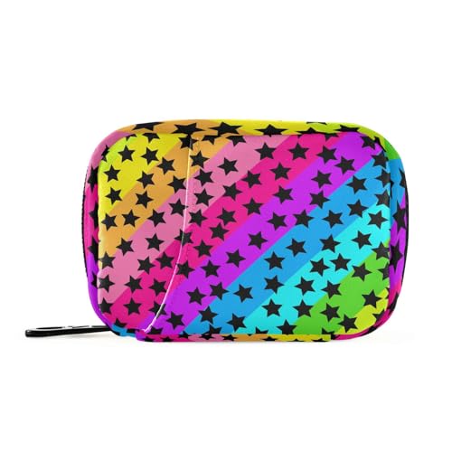Bolsa de medicina con rayas coloridas y estrellas negras con compartimentos desmontables, estuche de viaje acoplable