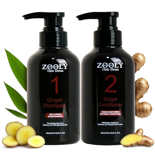 Ginger Shampoo and Conditioner Set, Repairing with Zingiber Officinale Root & Keratin, for Men & Women, 20.3 Fl Oz (10.15 Fl Oz Each)