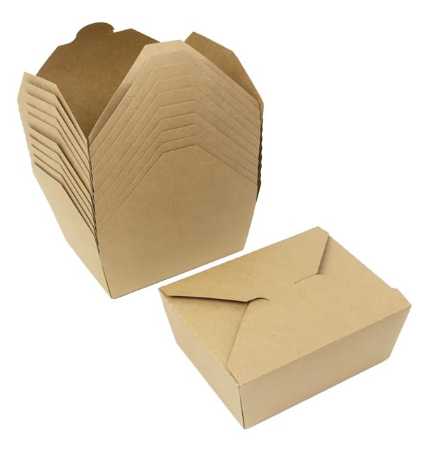 25 Caja Americana Kraft, 17x13,5x6,5 cm, 1300 ml, Resistente y Biodegradable, Comida Rápida y Para Llevar, Ecológica