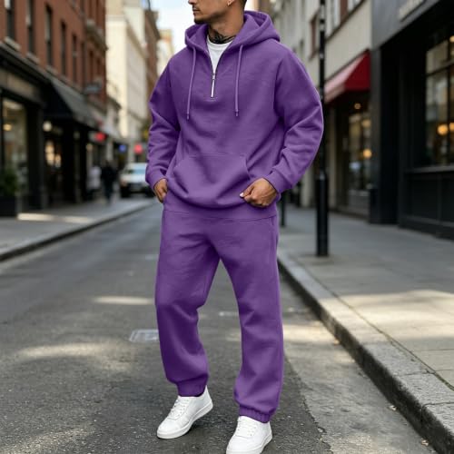 Mens Sweatsuits 2 Piece Set Oversized Ligh Weight Training Jogging Suits - image 4