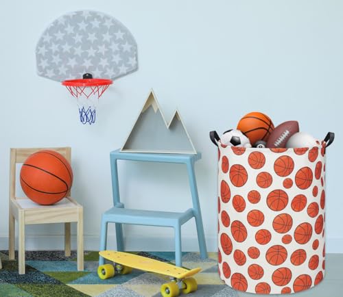 Image of Basketball Kids Laundry hamper Baby Hamper for Nursery Boy and Girl Hamper Cute Kids Toys Storage Bin Organizer Room Decor for Home(Basketball)