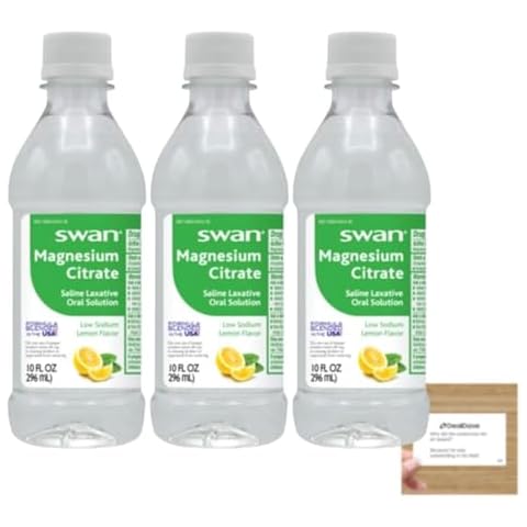 Swan Lemon Magnesium Citrate Oral Solution 10 oz, (3 Pack) + Deal Dave Card Cover