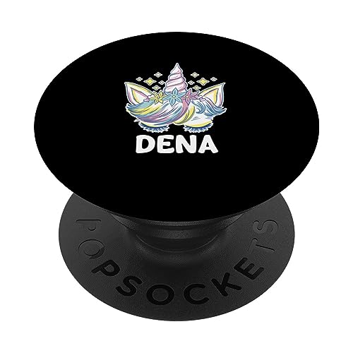 Cute Personalized Name Unicorn Crown Dena PopSockets Swappable PopGrip, Black