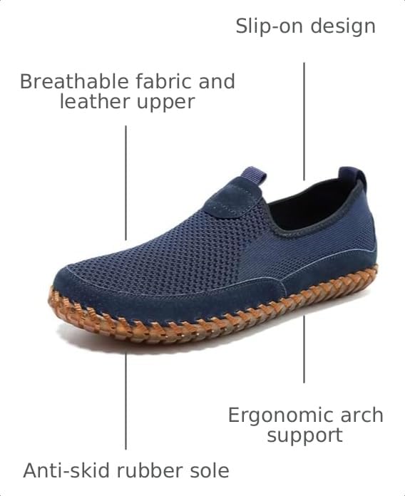 Image of Men's Genuine Leather Loafer Shoes Slip On Soft Walking Shoes Perforated Driving Shoes
