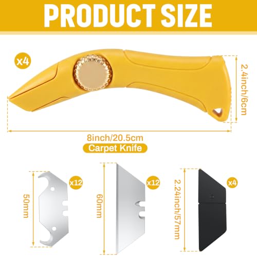 Image of WILLBOND 4 Pcs Navajas Para Roofing Knife, Yellow
