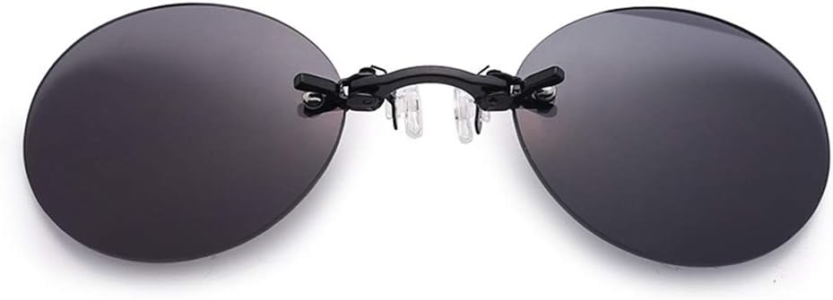 Retro Round Clip-On Nose Sunglasses Matrix Morpheus Movie Rimless Clamp Glasses, 4 Colors