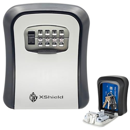 XShield 4-digit Combination Key Safe | Wall-mount Lock Box | Weatherproof & Heavy-duty | Large Capacity For Keys & Access Cards | Outdoor Security Lockbox For Home & Business