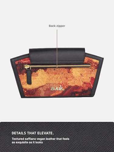 Image of ZOUK Women's Zareen Clutch Bag with Detachable Sling Strap | Vegan Leather | Wedding, Party, Formal