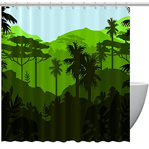 Rideau de douche forêt tropicale 183x183 anti-projections d'eau - 2