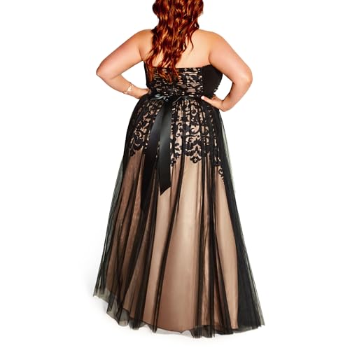 City Chic Women's Dress-Embroidered Tulle Maxi2