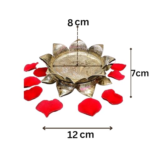 Image of Pure Brass Lotus Kamal Asan Singhasan for Hindu Lords Laxmi, Krishna, Ram (12 * 7 cm)