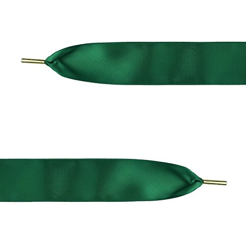Zooeass Women Fashion Satin Ribbon Shoelaces, Shoe Laces For Solid Color Shoes,Ideal For Converse, Nike, Vans, Addidas, Reebok, Puma Trainers (59.06"(150Cm), Green) #TOP2