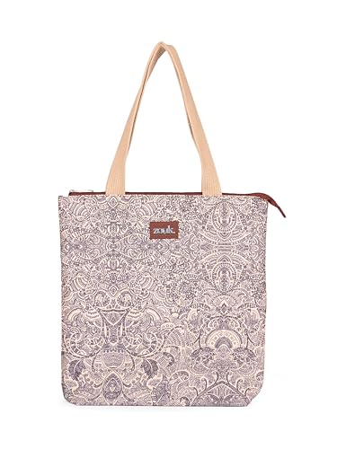 ZOUK Ivy - Bolsa de mano para mujer, hecha a mano de yute Khadi con asas de cuero vegano, ligera, plegable y fácil de transportar para uso diario, Colaba Shirin ZOUK Ivy - Bolsa de mano para mujer, hecha a mano de yute Khadi con asas de cuero vegano, ligera, plegable y fácil de transportar para uso diario, Colaba Shirin