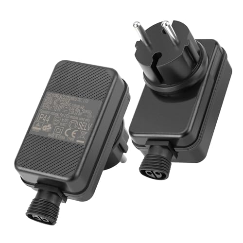 yivom 2 stuks led-voeding, 12 V, 1 A, IP44 waterdicht, laagspanningsadapter met EU-stekker, outdoor transformator, stroomvoorziening voor led-lichtsnoeren, tuinverlichting, kerstverlichting