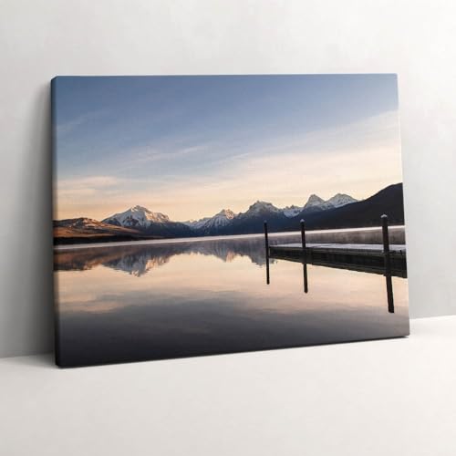 Toile Murale 80x60cm Paysage Lac et Montagne pour Habiller un Mur Vide
