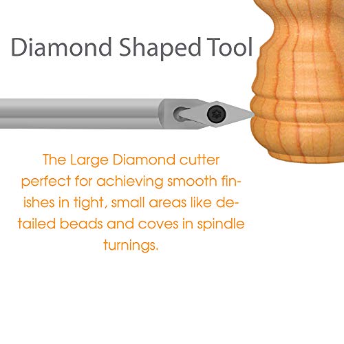 Savannah Carbide Turning Tool Large Size (3 Piece Set - All 3 Turning Tools) Includes Diamond Shape, Round and Square Turning Tools With Comfort Grip Handles