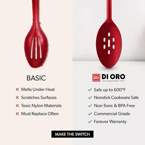 DI ORO Seamless Series 3-Piece Spoon/Ladle Set (RED)